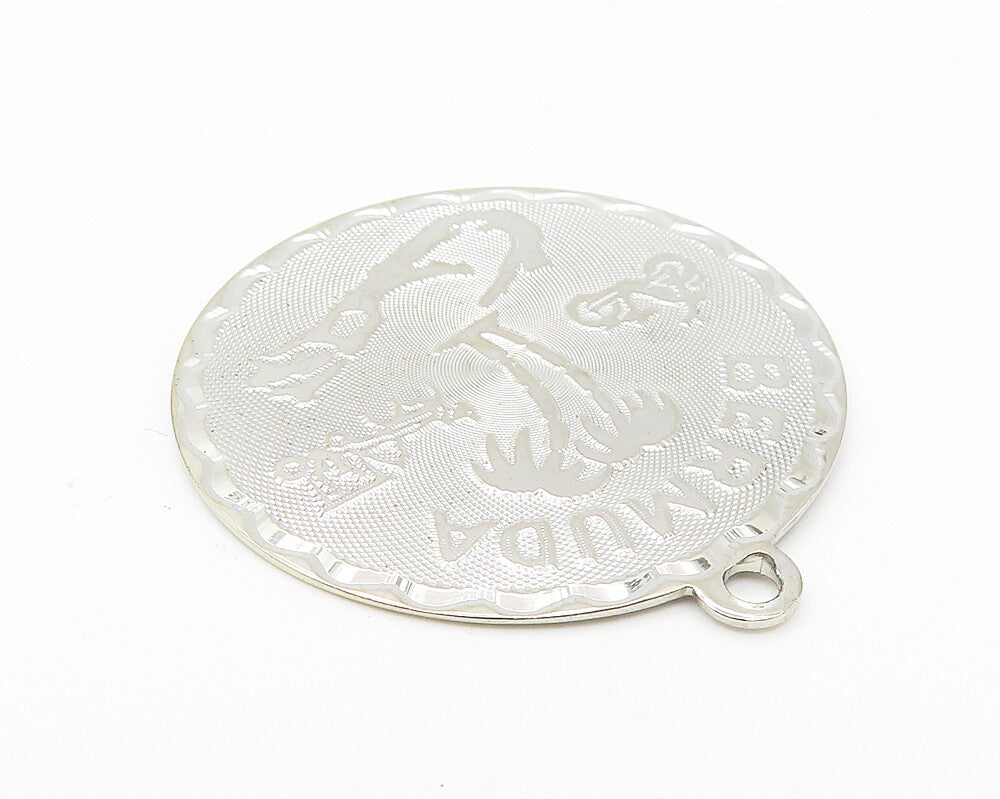 CREA 925 Sterling Silver  Shiny Bermuda Souvenir Medallion Pendant  PT9213