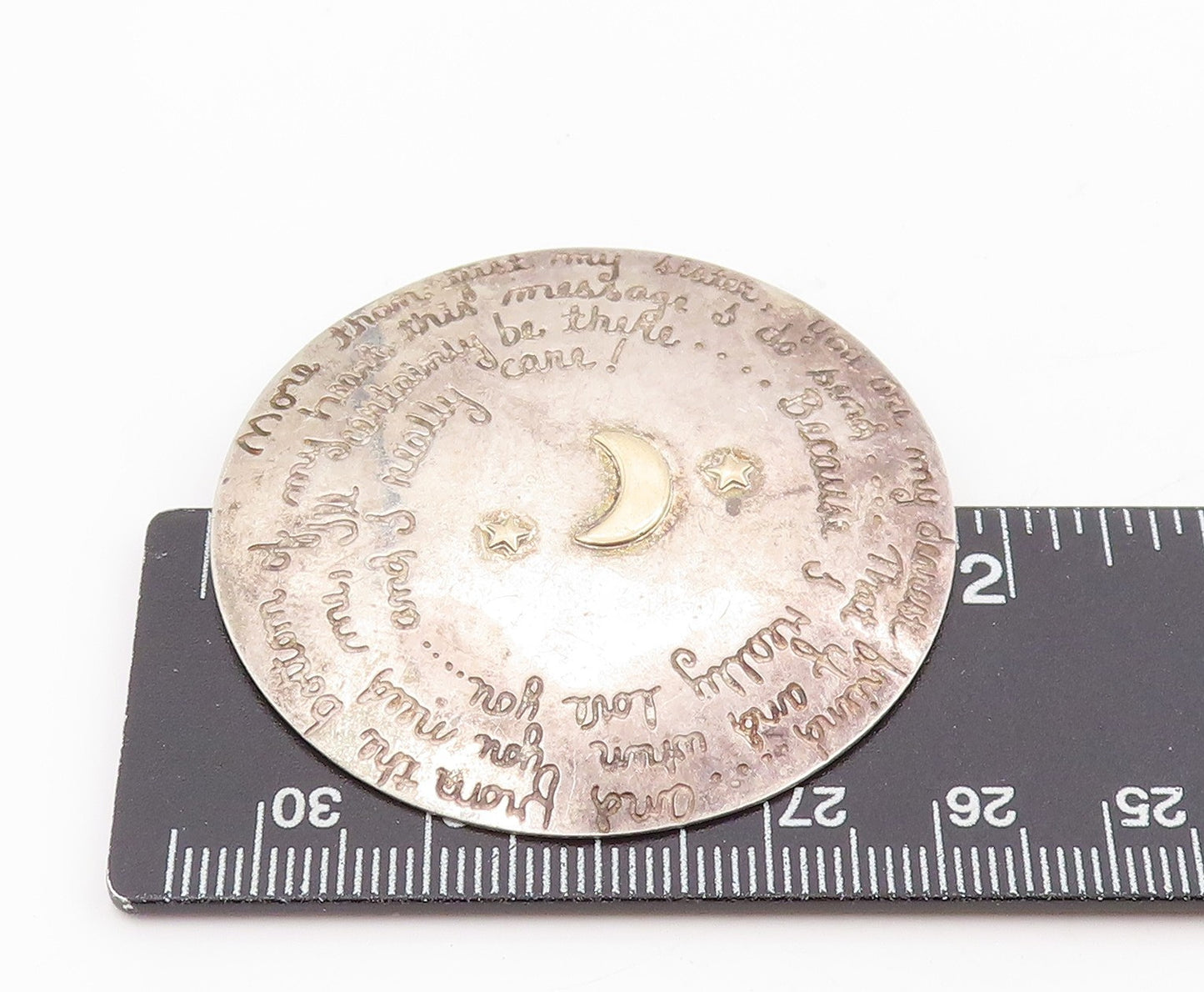 925 Sterling Silver Vintage Brooch MARGIE LOMBARD Engraved Story Pin  BP12003