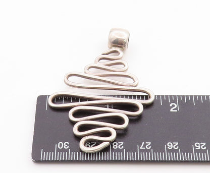 925 Sterling Silver Vintage Pendant MEXICO Modernist Wavy Design Cutout  PT24644