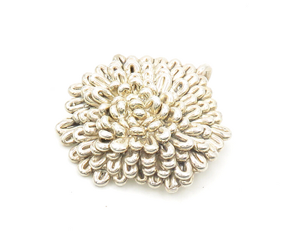 ISRAEL DESIGNER 925 Silver  Vintage Shiny Sculpted Flower Pendant  PT15177