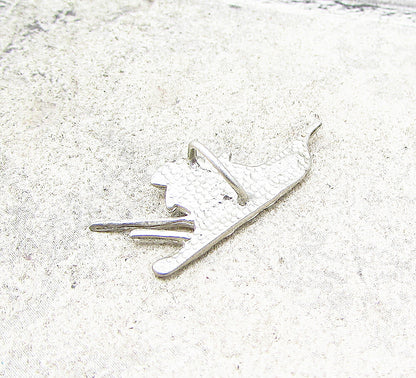 925 Sterling Silver  Vintage Etching Detail Sailing Ship Pendant  PT1740
