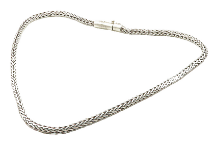 925 Sterling Silver  Vintage Shiny Minimalist Wheat Link Chain Necklace NE2587