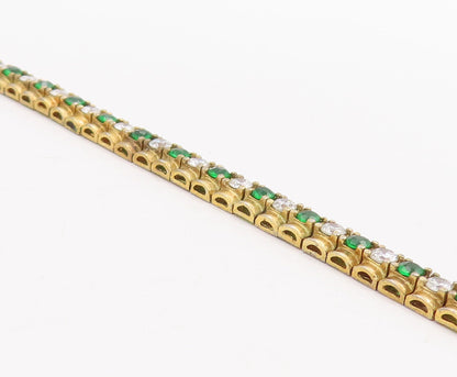 925 Sterling Silver Vintage Bracelet Gold Plated Green & White CZ  BT10623