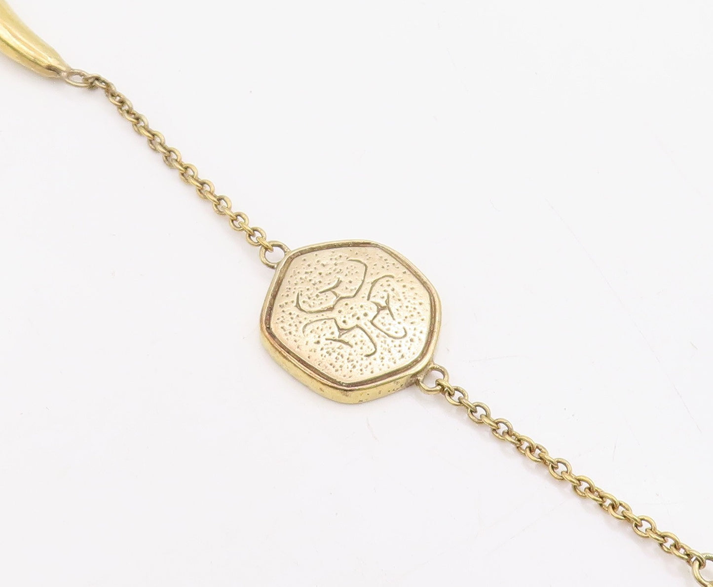 925 Sterling Silver Vintage Necklace Gold Plated Disc Medallion Chain  NE4693