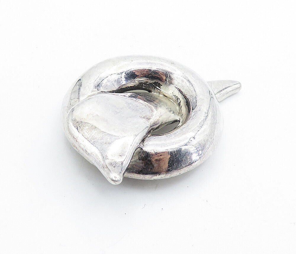 ISRAEL 925 Sterling Silver  Vintage Shiny Sculpted Modernist Brooch Pin BP2653