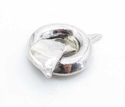 ISRAEL 925 Sterling Silver  Vintage Shiny Sculpted Modernist Brooch Pin BP2653