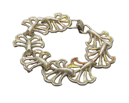 LANG 925 Sterling Silver  Vintage Antique Floral Motif Chain Bracelet  BT7959