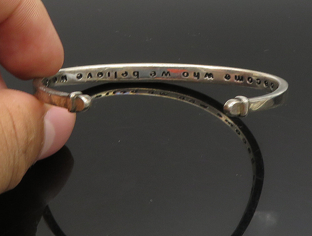 925 Sterling Silver  Vintage Genuine Diamonds Promise Cuff Bracelet  BT9436