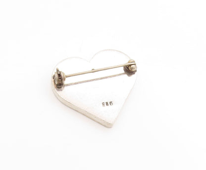 925 Sterling Silver Vintage Brooch Minimalist Solid Love Heart Design  BP11922