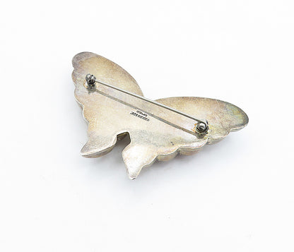 MEXICO 925 Sterling Silver  Vintage Hollow Fluted Butterfly Brooch Pin  BP2395