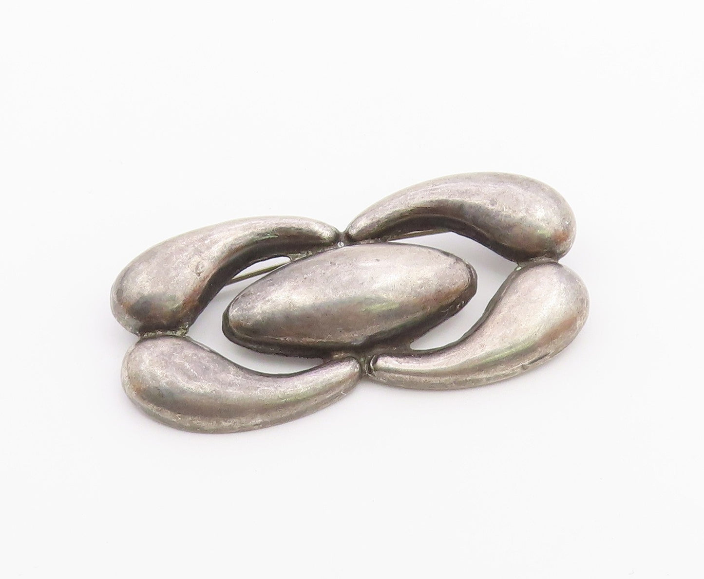 MEXICO 925 Sterling Silver  Vintage Antique Hollow Smooth Brooch Pin  BP7556
