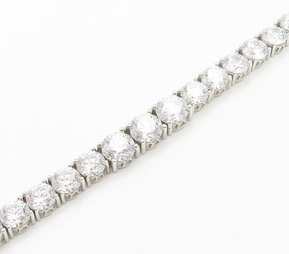 925 Sterling Silver  Sparkling Graduated Cubic Zirconia Chain Necklace  NE2471