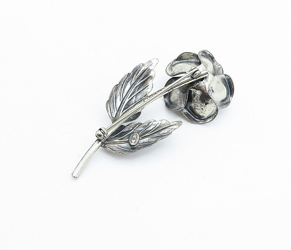 DANECRAFT 925 Sterling Silver  Vintage Sculpted Flower Brooch Pin  BP1197