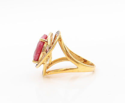 925 Sterling Silver Vintage Ring Gold Plated Gemstone & CZ Bands  Sz 7  RG30904