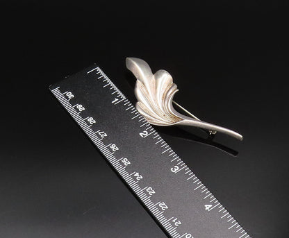 CHARLES KRYPELL 925 Silver  Vintage Fashion Scalloped Leaf Brooch Pin  BP9869