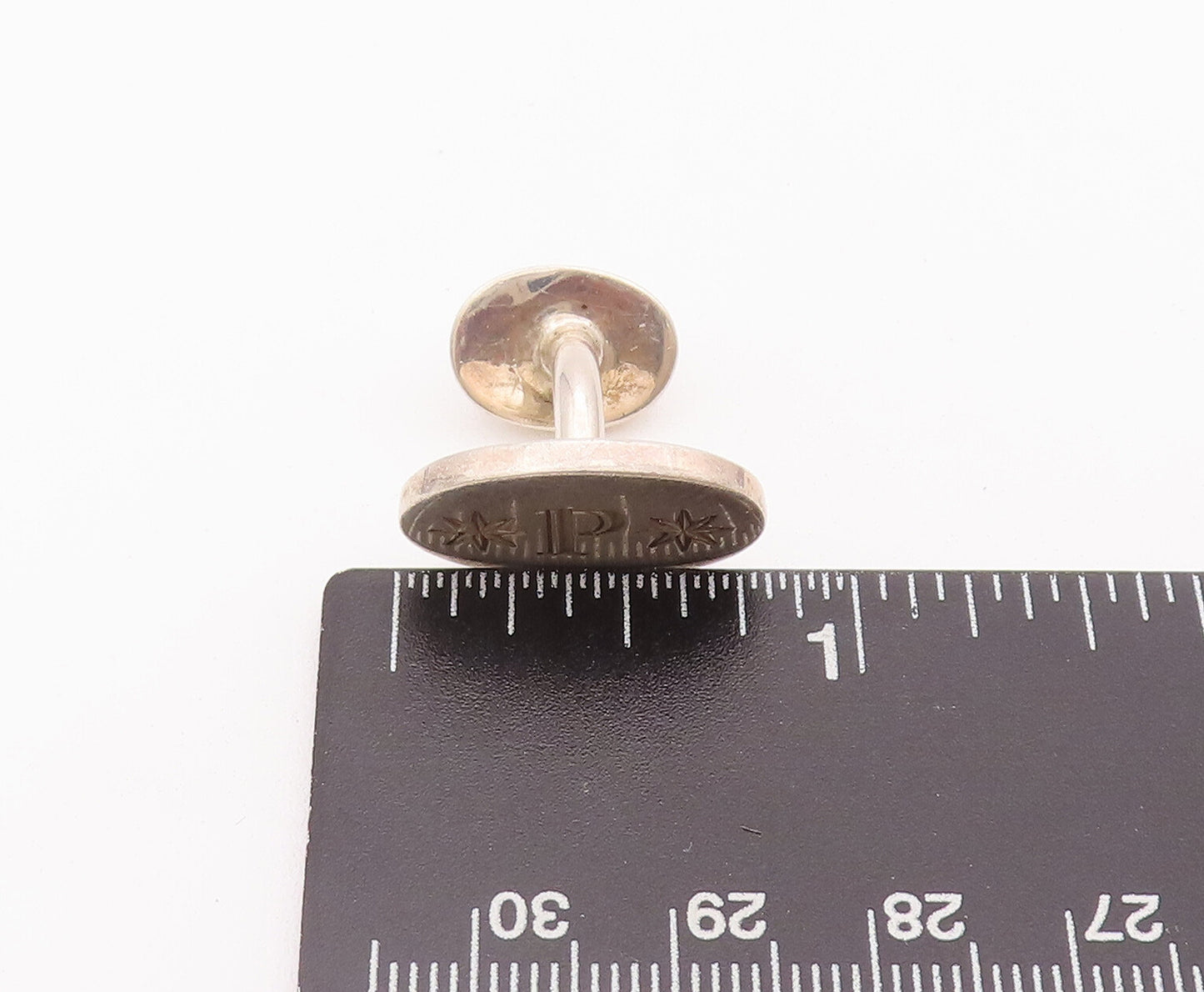 925 Sterling Silver Vintage Cuff Links Minimalist Oval Etched Star & 'P'  TR3709
