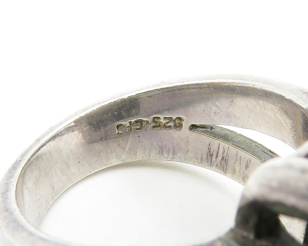 925 Sterling Silver  Vintage Abalone Shell Square Cocktail Ring Sz 7  RG13965