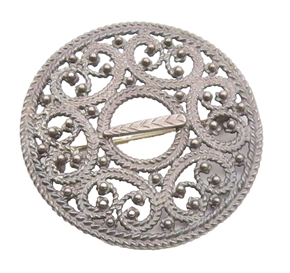 EUROPEAN 925 Silver  Vintage Braided & Beaded Pretzel Twist Brooch Pin  BP9738