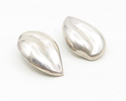 MEXICO 925 Silver  Vintage Shiny Floral Leaf Motif Non Pierce Earrings  EG5560