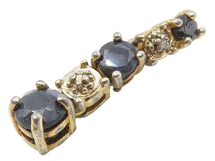 ROSS SIMON 925 Silver  Vintage Sapphire & Genuine Diamond Pendant  PT13188