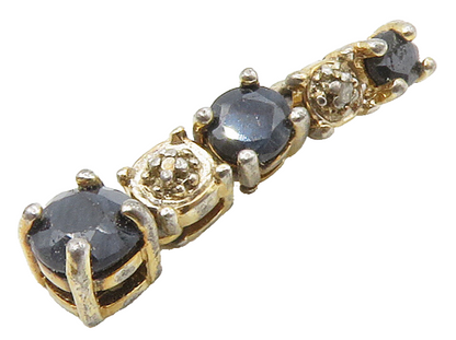 ROSS SIMON 925 Silver  Vintage Sapphire & Genuine Diamond Pendant  PT13188