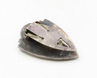 SIAM 925 Sterling Silver  Vintage Enamel Niello Dancer Shield Tie Clip  TR1625