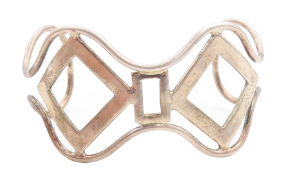 925 Sterling Silver  Vintage Open Geometric Design Cuff Bracelet  BT1982