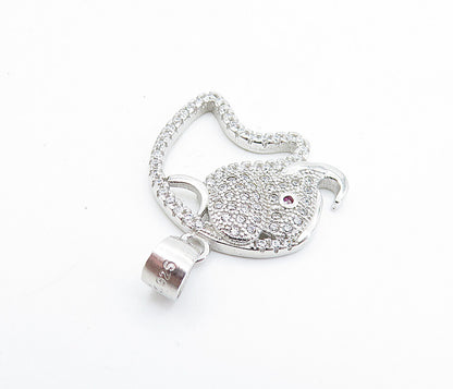 925 Sterling Silver  Petite Shiny Topaz Open Elephant Motif Pendant  PT5675