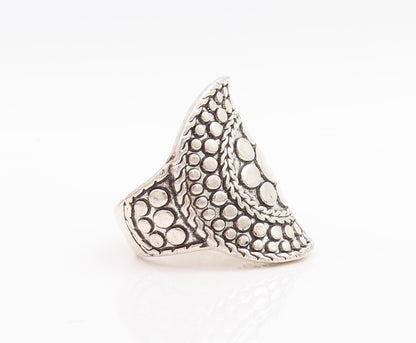 925 Sterling Silver Vintage Ring Bead Etched Circular Pattern  Sz 9  RG28701
