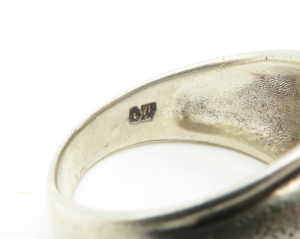 925 Sterling Silver  Vintage Textured Detail Tapered Band Ring Sz 6.5  RG10278