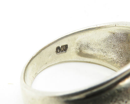 925 Sterling Silver  Vintage Textured Detail Tapered Band Ring Sz 6.5  RG10278