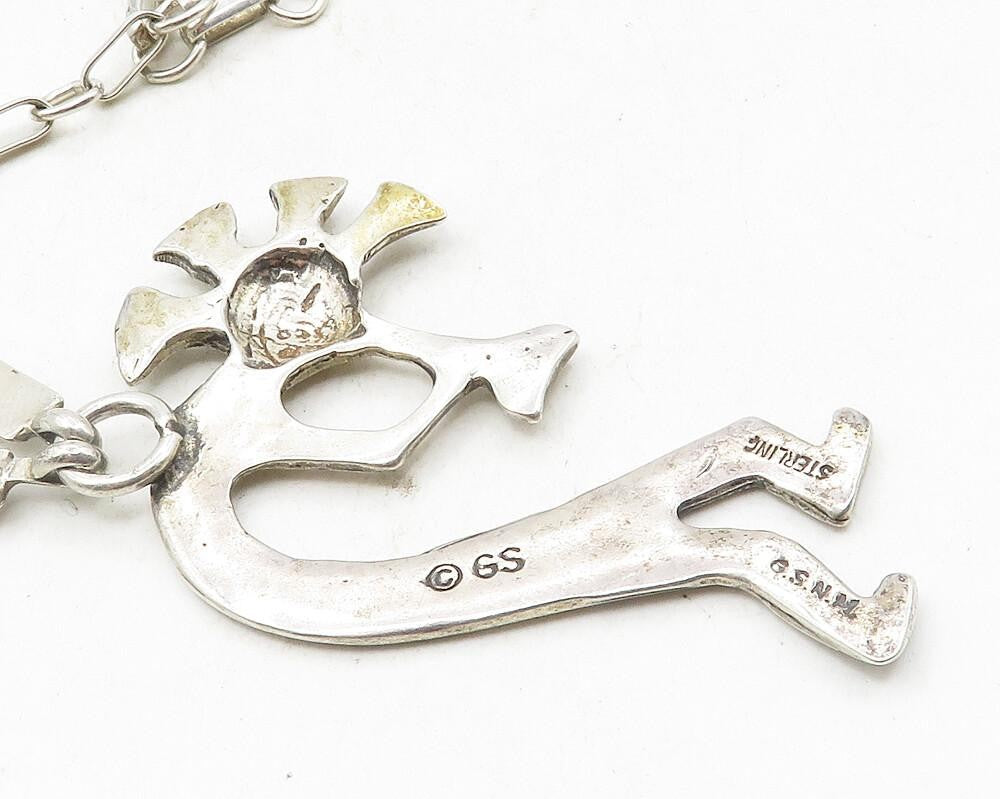 GLENN & IRENE SANDOVAL NAVAJO 925 Silver  Vintage Kokopelli Necklace  NE1868