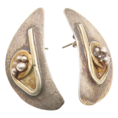 925 Sterling Silver Vintage Earrings DE LILLO Bold Crescent Moon Studs  EG14176