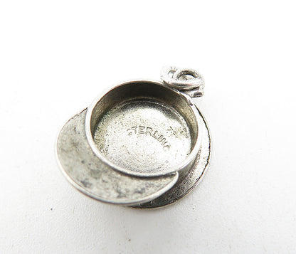 925 Sterling Silver  Vintage Petite Old Fashioned Police Hat Pendant  PT2866