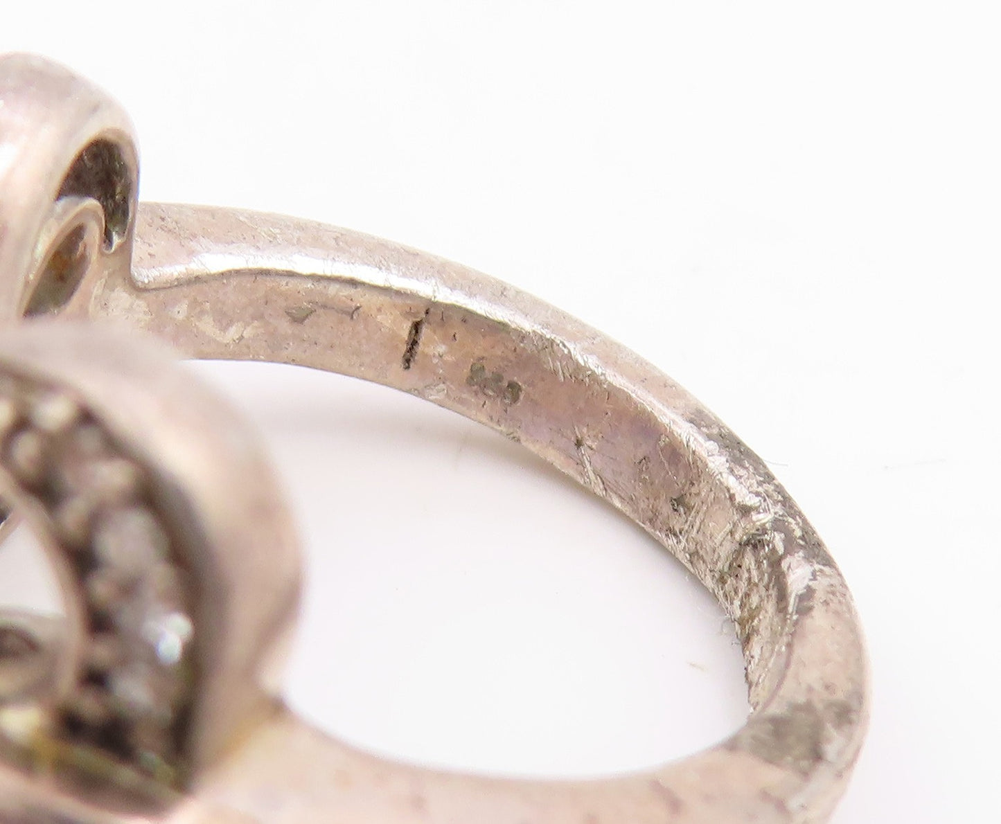925 Sterling Silver Vintage Ring Genuine Diamonds Infinity Band  Sz 4.5  RG34909