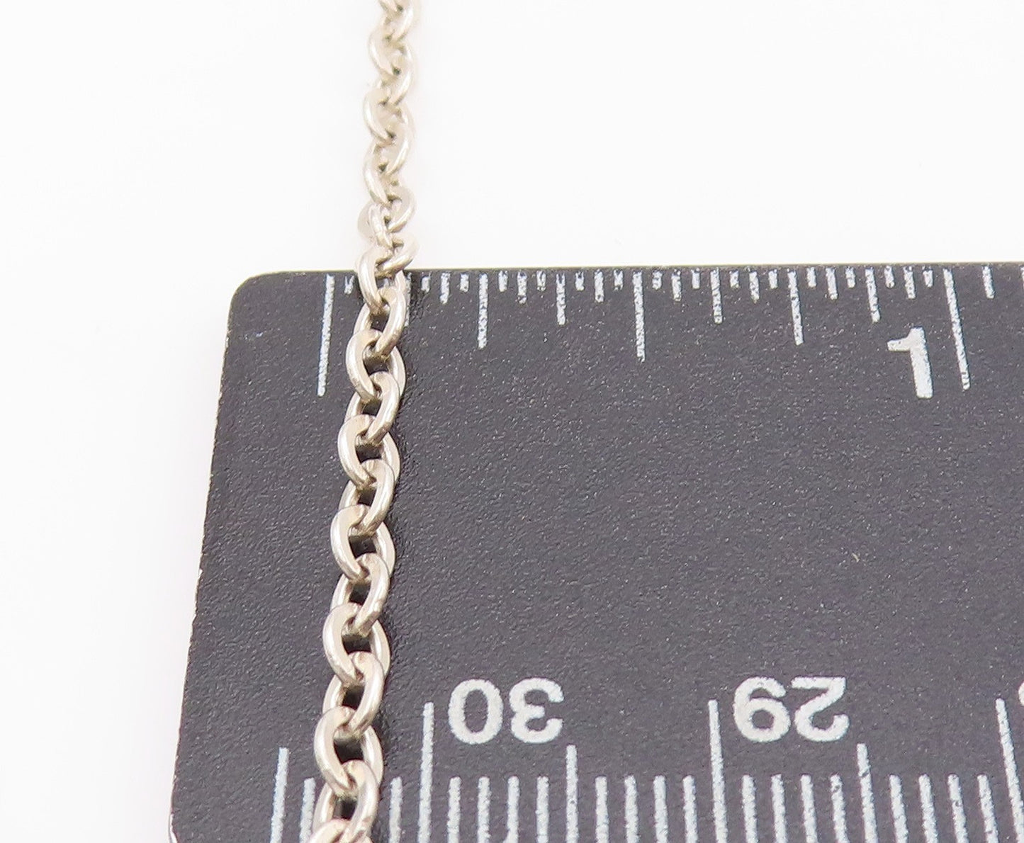 925 Sterling Silver Vintage Necklace CAROLYN POLLACK Carved Ring Chain  NE4556