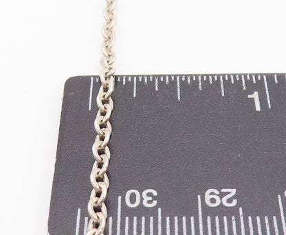 925 Sterling Silver Vintage Necklace CAROLYN POLLACK Carved Ring Chain  NE4556