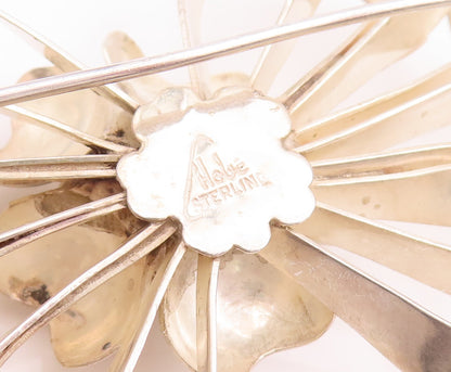 925 Sterling Silver Vintage Brooch Pin HOBE Designer Cutout Flower Bow  BP10958