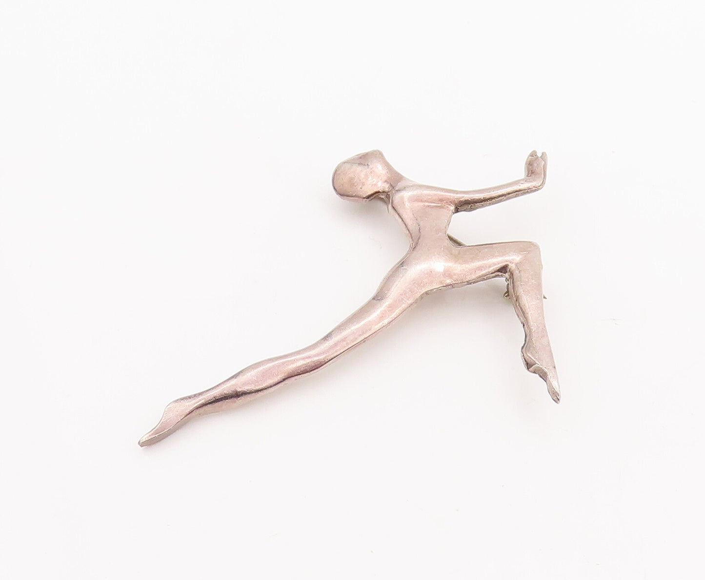 925 Sterling Silver Vintage Brooch Pin Solid Man Doing Yoga Stretch BP11119