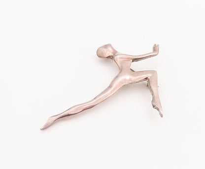 925 Sterling Silver Vintage Brooch Pin Solid Man Doing Yoga Stretch BP11119
