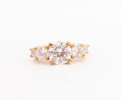 925 Sterling Silver Vintage Ring Gold Plated Multi Size Round CZ  Sz 7  RG29224