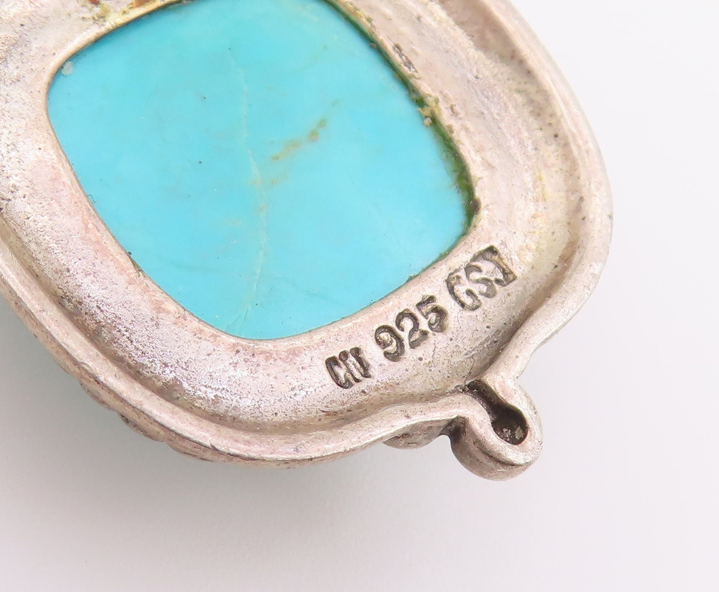 925 Sterling Silver Vintage Pendant Multi Gemstone Spinner Fob Charm  PT26520
