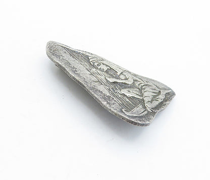 925 Sterling Silver  Vintage Antique Sitting Harp Player Brooch Pin  BP2564