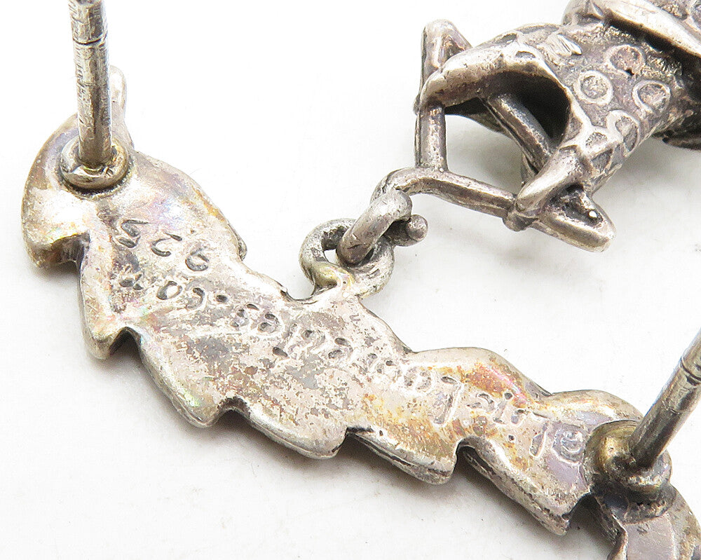 925 Sterling Silver  Vintage Dress On Hanger Floral Vine Sweater Clip  TR1651