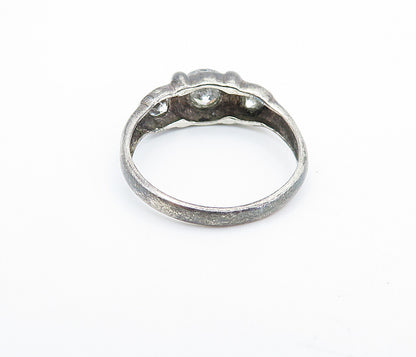 925 Sterling Silver  Vintage Cubic Zirconia Dark Tone Band Ring Sz 8  RG7219