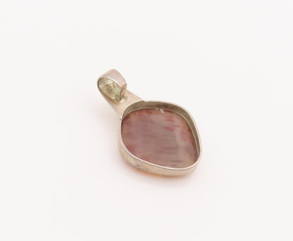 925 Sterling Silver Vintage Pendant Minimalist Square Cut Quartz  PT22637