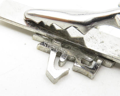 925 Sterling Silver  Vintage Shiny Chinese Character Tie Clip  TR1776