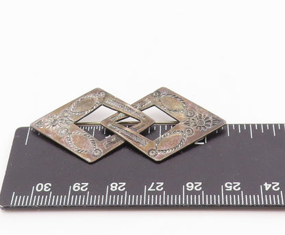 925 Sterling Silver Vintage Brooch Engraved Interlocking Geometric Pin  BP12491
