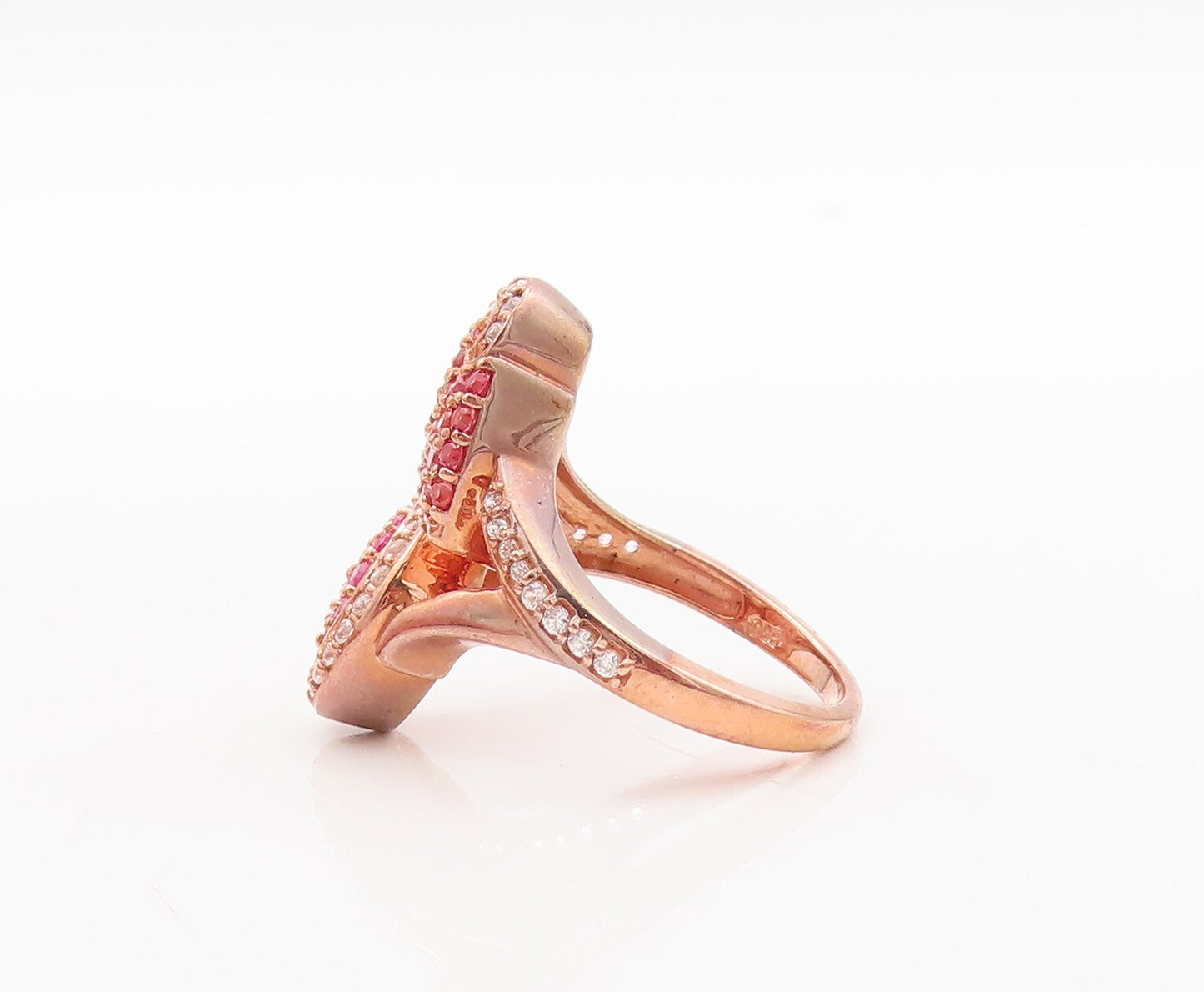 925 Sterling Silver Vintage Ring Rose Gold Plated Sapphire  Sz 7  RG29781