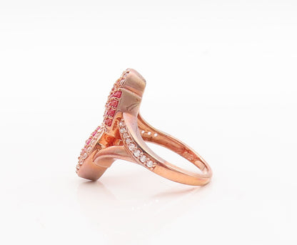 925 Sterling Silver Vintage Ring Rose Gold Plated Sapphire  Sz 7  RG29781